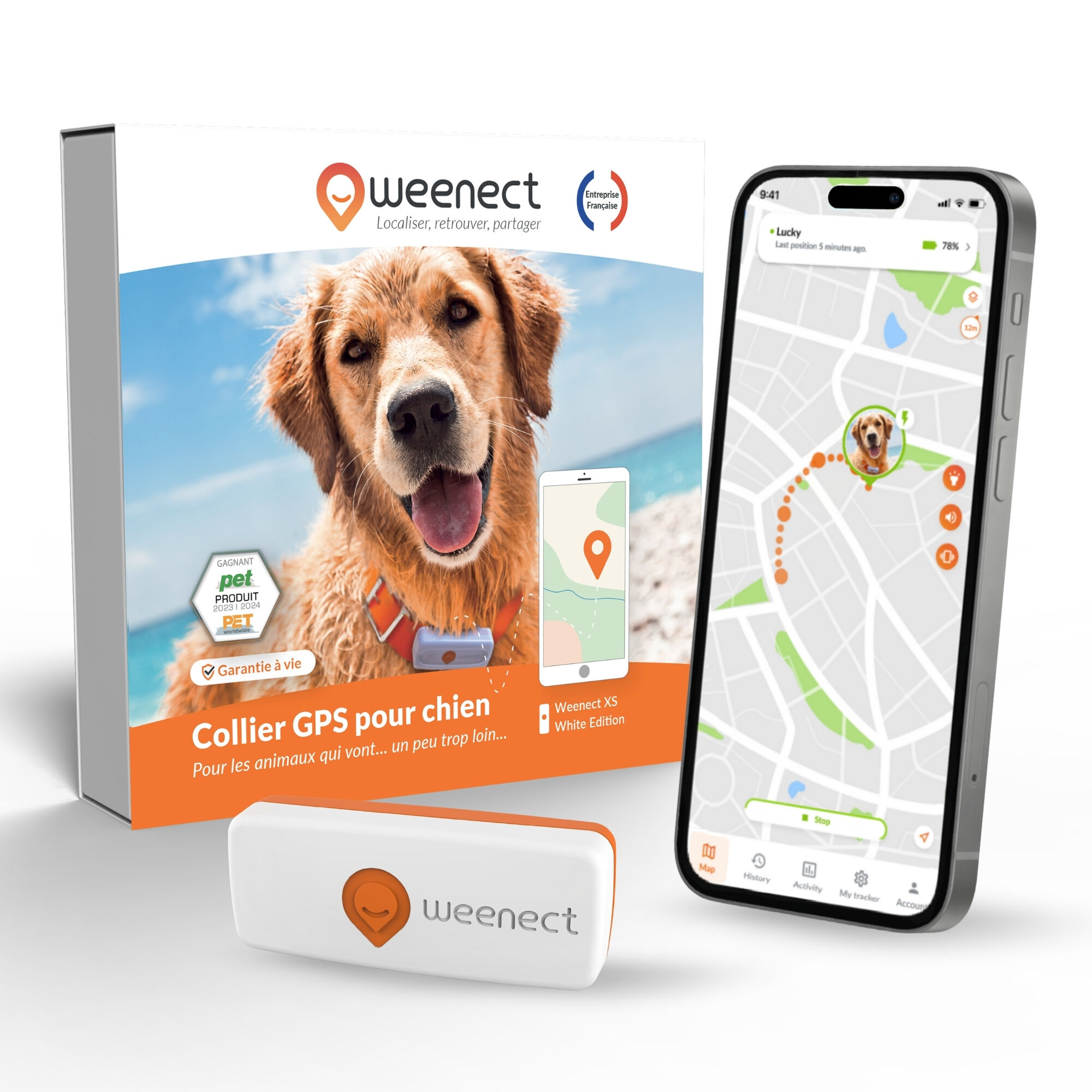 Weenect - Traceur GPS L/XL Edition 2023 pour Chiens - Blanc Image num&eacute;ro 1
