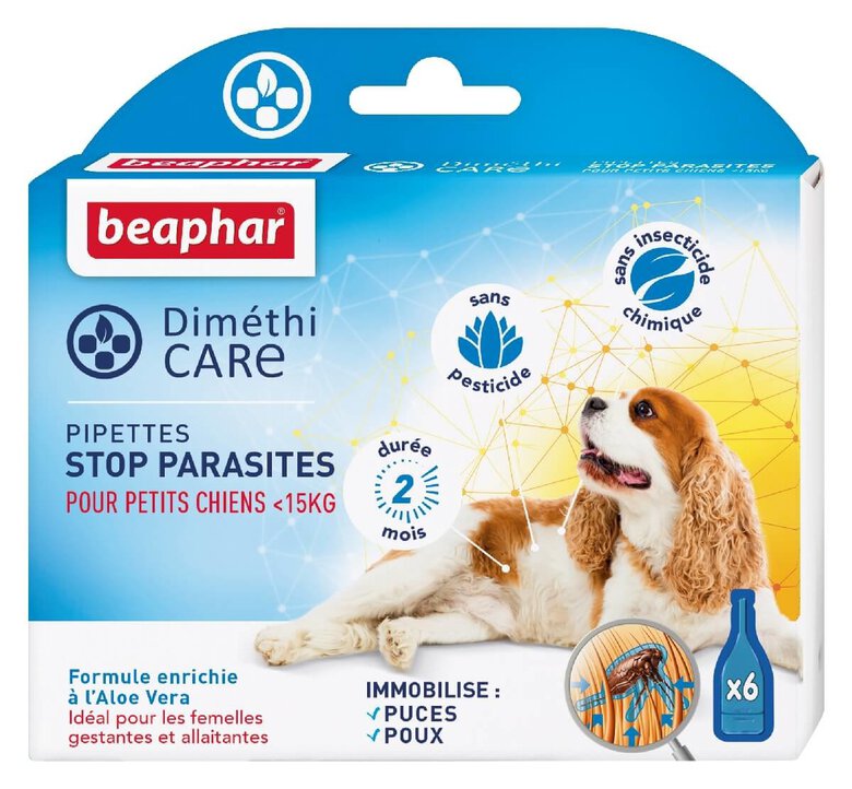 DiméthiCARE - Pipettes STOP S Parasites pour Petit Chien - 6x1,5ml Image numéro 1 DiméthiCARE - Pipettes STOP S Parasites pour Petit Chien - 6x1,5ml Image numéro 1