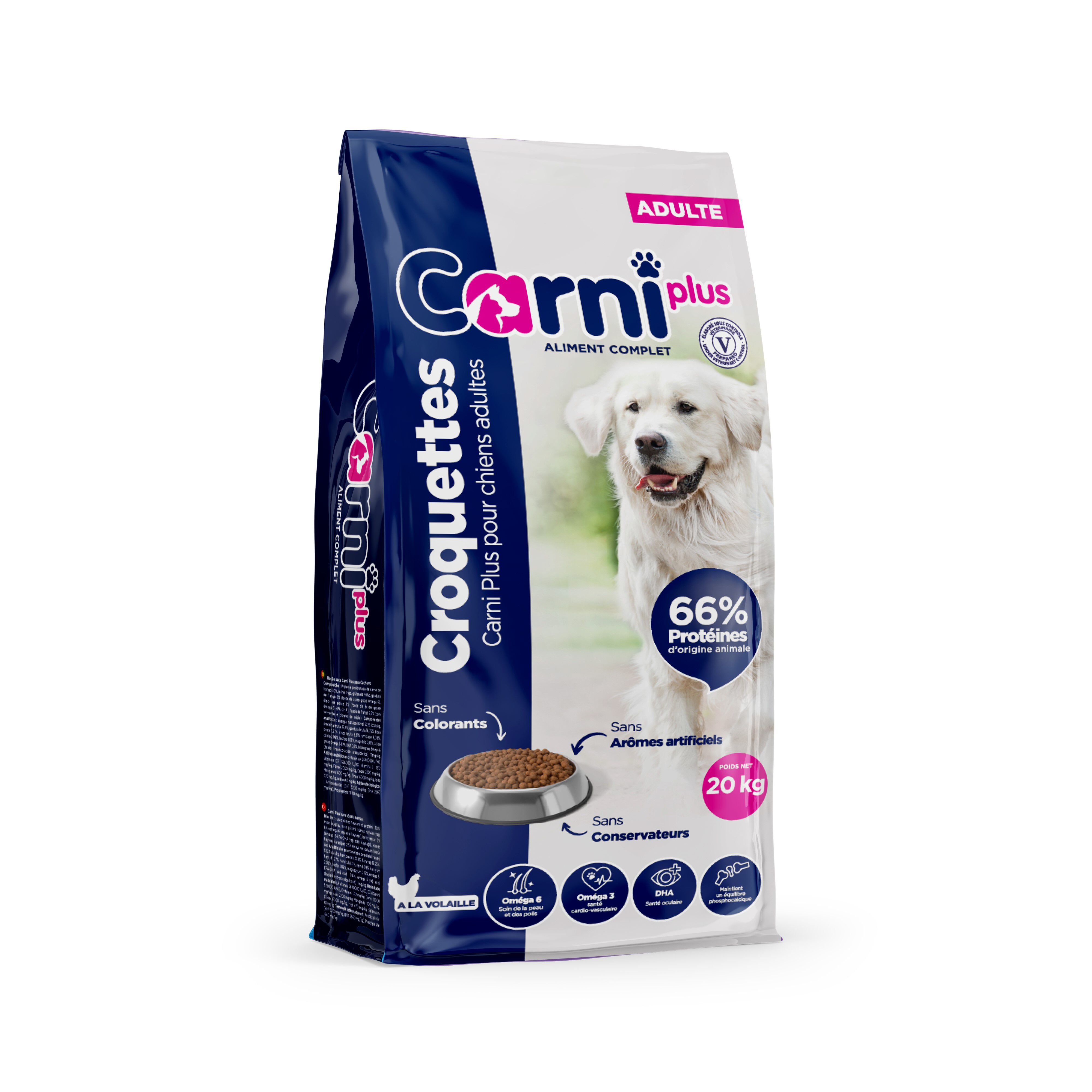 Carni Plus - Croquettes &agrave; la Volaille pour Chiens Adultes - 20Kg Image num&eacute;ro 1