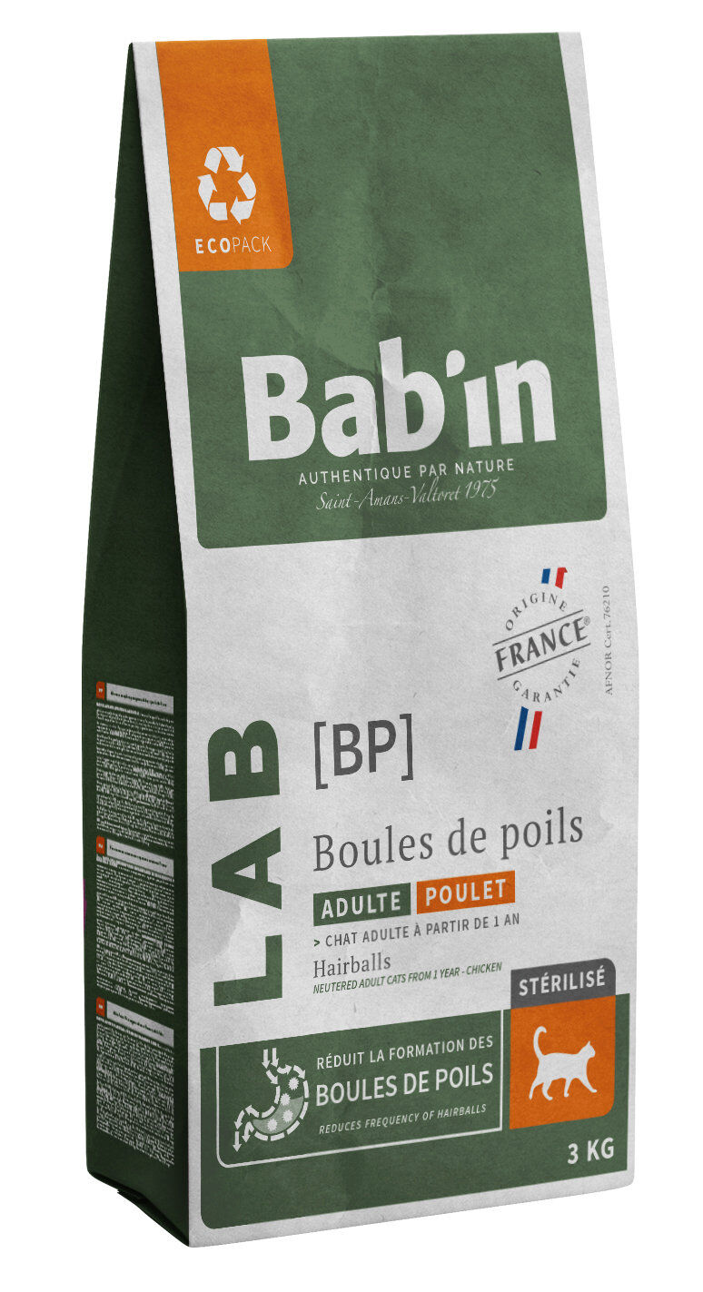 Bab'in - Croquettes V&eacute;t&eacute;rinaires LAB Anti Boules de Poils pour Chats - 3Kg Image num&eacute;ro 1