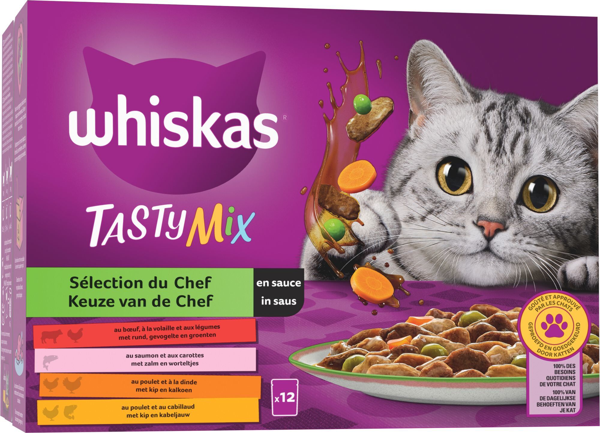 Whiskas - Sachets Tasty Mix en Sauce &agrave; la Viande et aux Poissons pour Chat - 12x85g Image num&eacute;ro 1