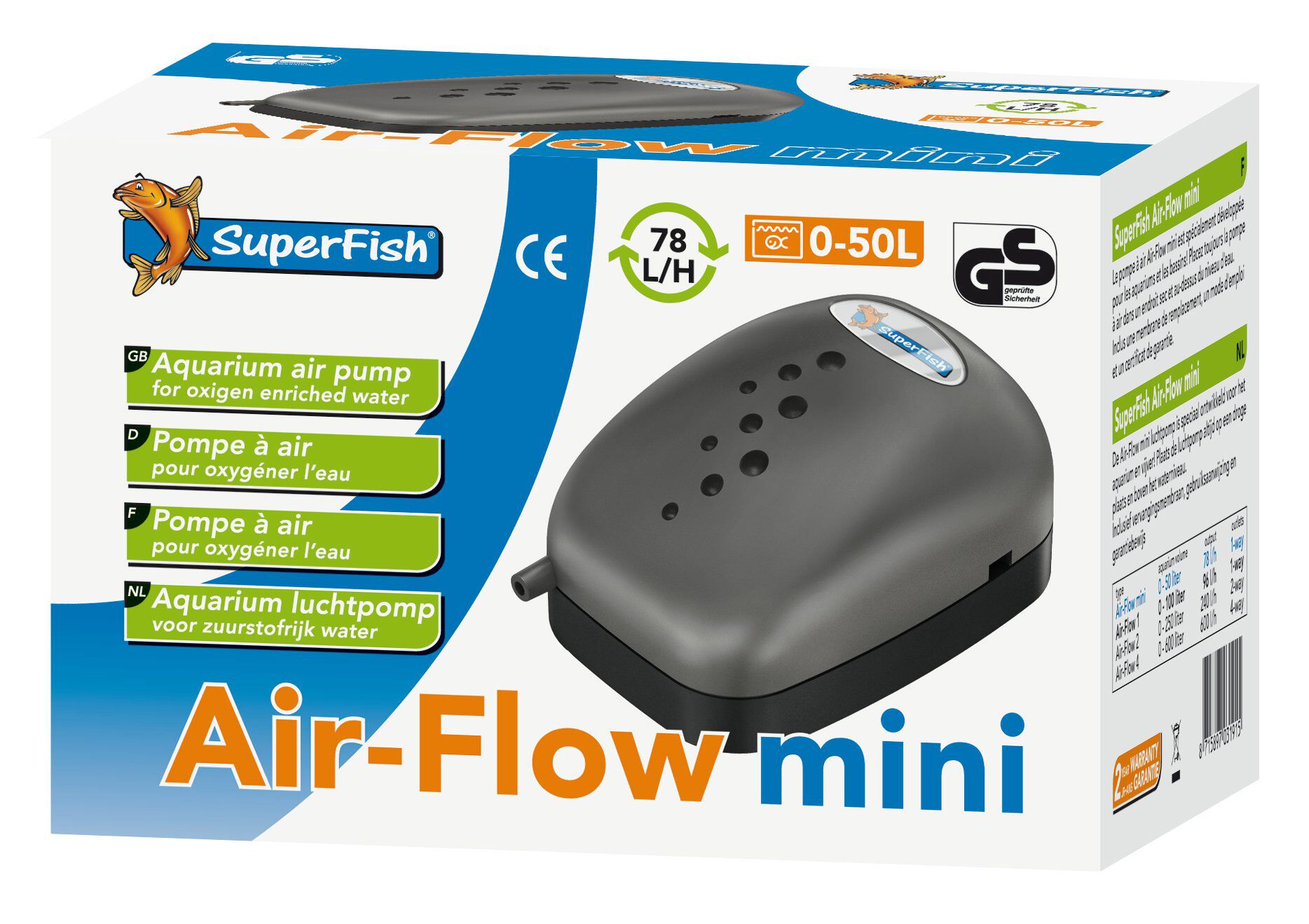 Superfish - Pompe &agrave; Air Air-Flow Mini pour Aquarium - 78 L/H Image num&eacute;ro 1