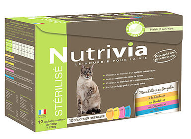 Nutrivia - Sachets Menu Délices à la Viande pour Chat Stérilisé - x12