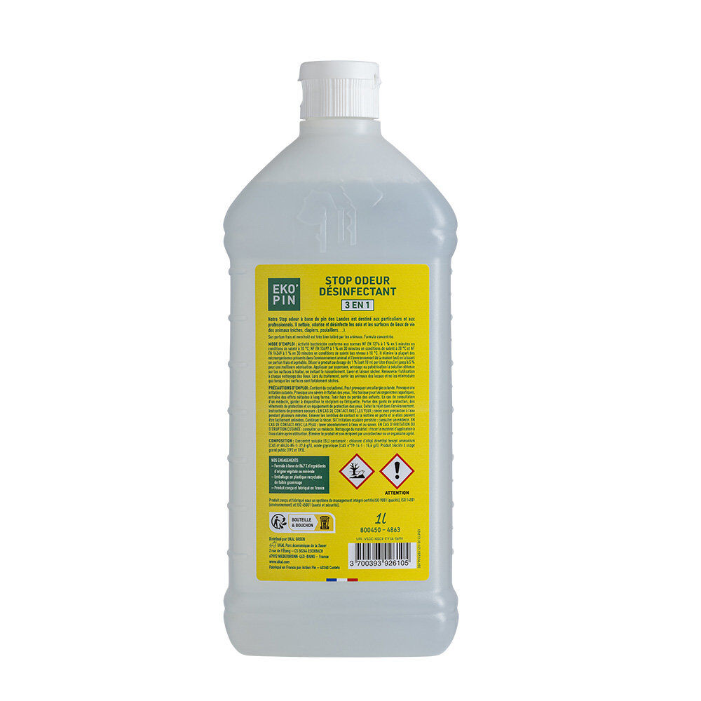 Ekopin - Stop Odeur D&eacute;sinfectant 3 en 1 - 1L Image num&eacute;ro 2