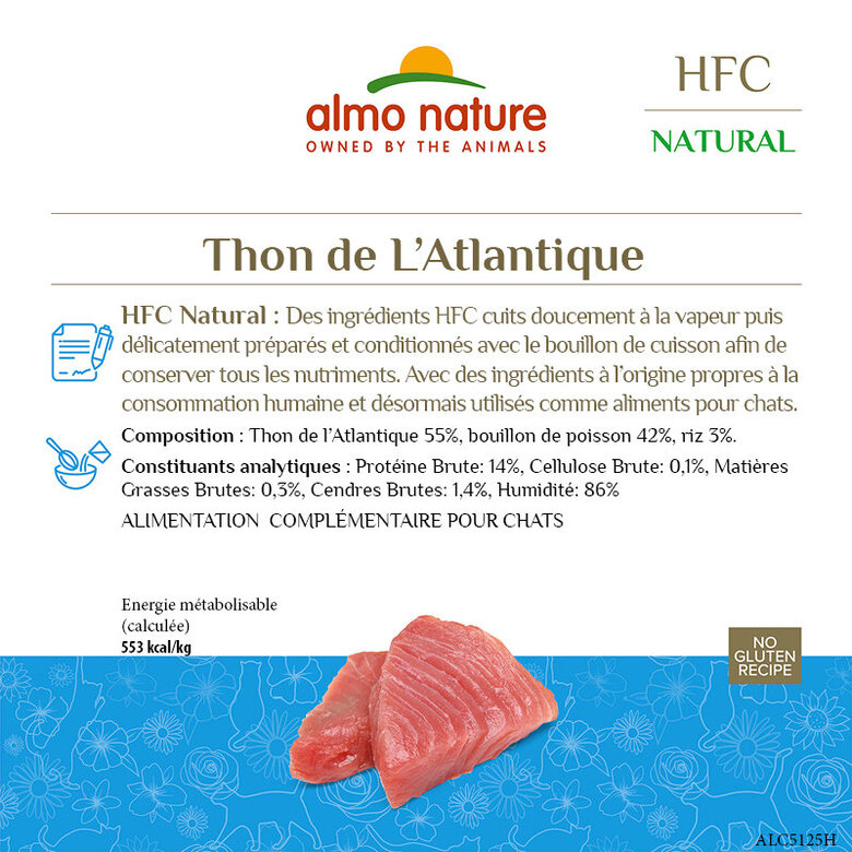 Almo Nature - Pâtée en Boîte HFC Natural Thon de l'Atlantique pour Chat - 150g Image numéro 3 Almo Nature - Pâtée en Boîte HFC Natural Thon de l'Atlantique pour Chat - 150g Image numéro 3