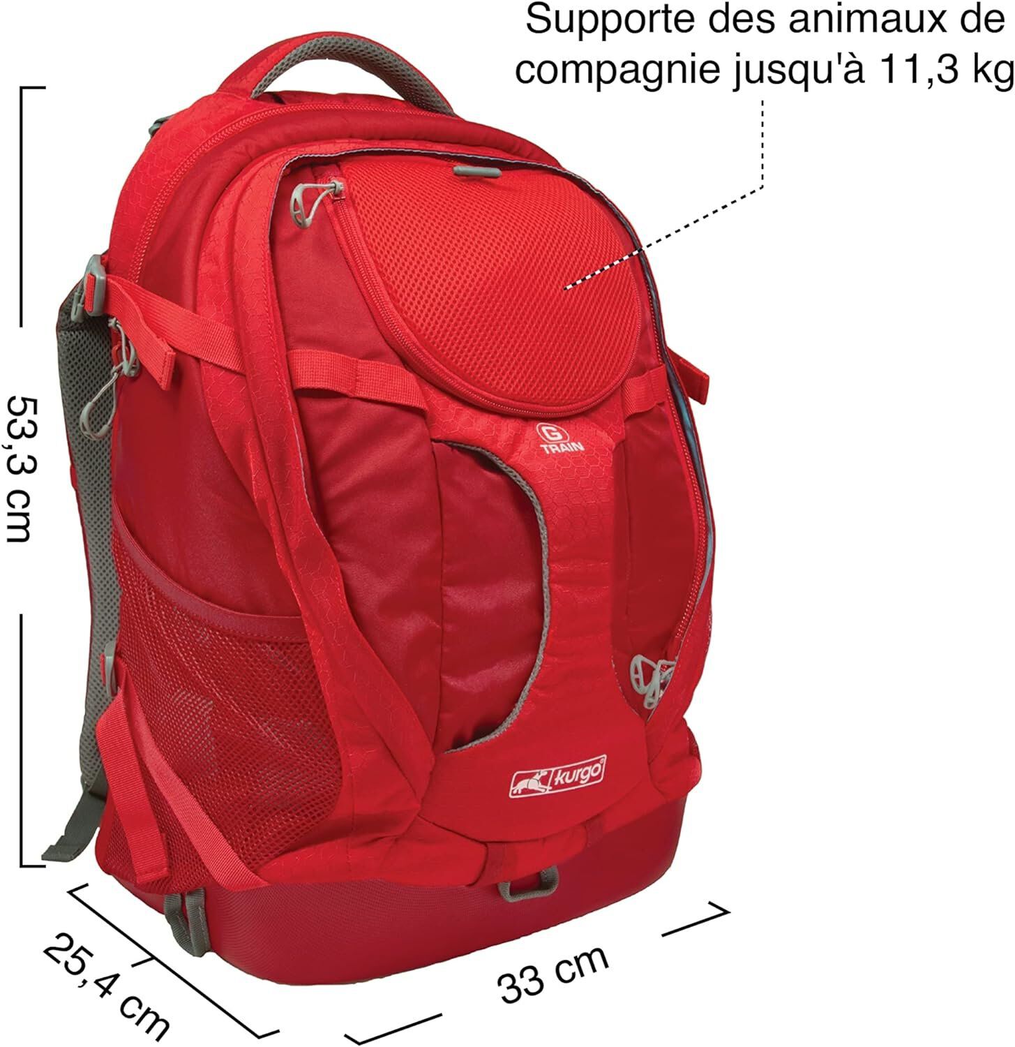 Kurgo - Sac A Dos G-Train K9 pour Chiens - Rouge Image num&eacute;ro 3