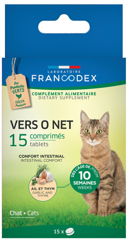 Francodex - Comprimés Vers O Net Confort Intestinal pour Chats Chats - x15 Image numéro 1 Francodex - Comprimés Vers O Net Confort Intestinal pour Chats Chats - x15 Image numéro 1