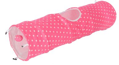 Kerbl - Tunnel pour chat Puntino pink/blanc - 100 cm Ø25 cm