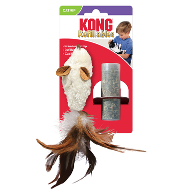 KONG - Jouet Refillables Feather Mouse pour Chats