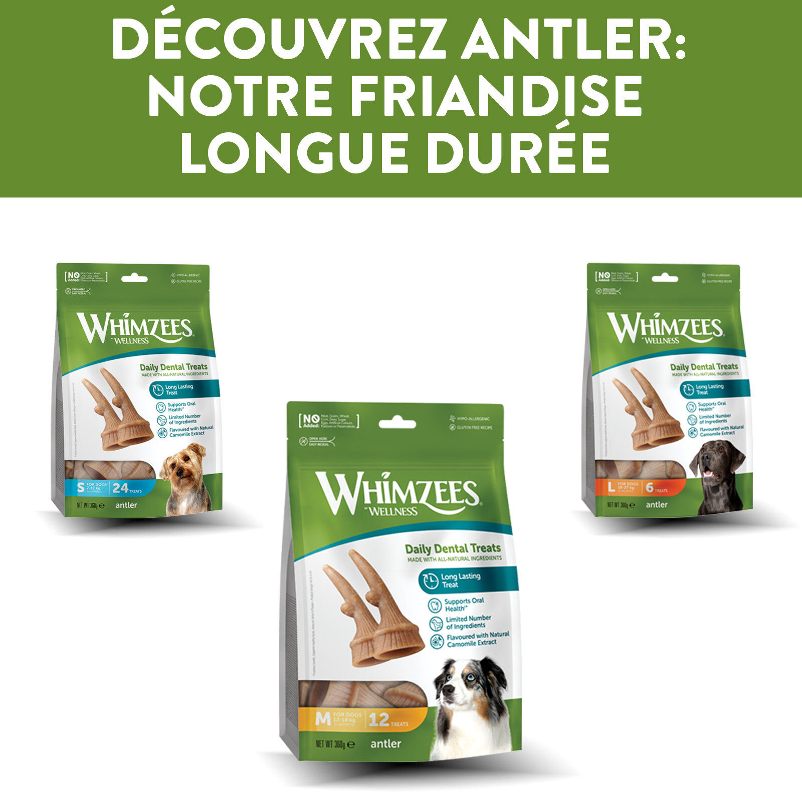 Whimzees - Sachet Antler - M 12 Pcs Image num&eacute;ro 7