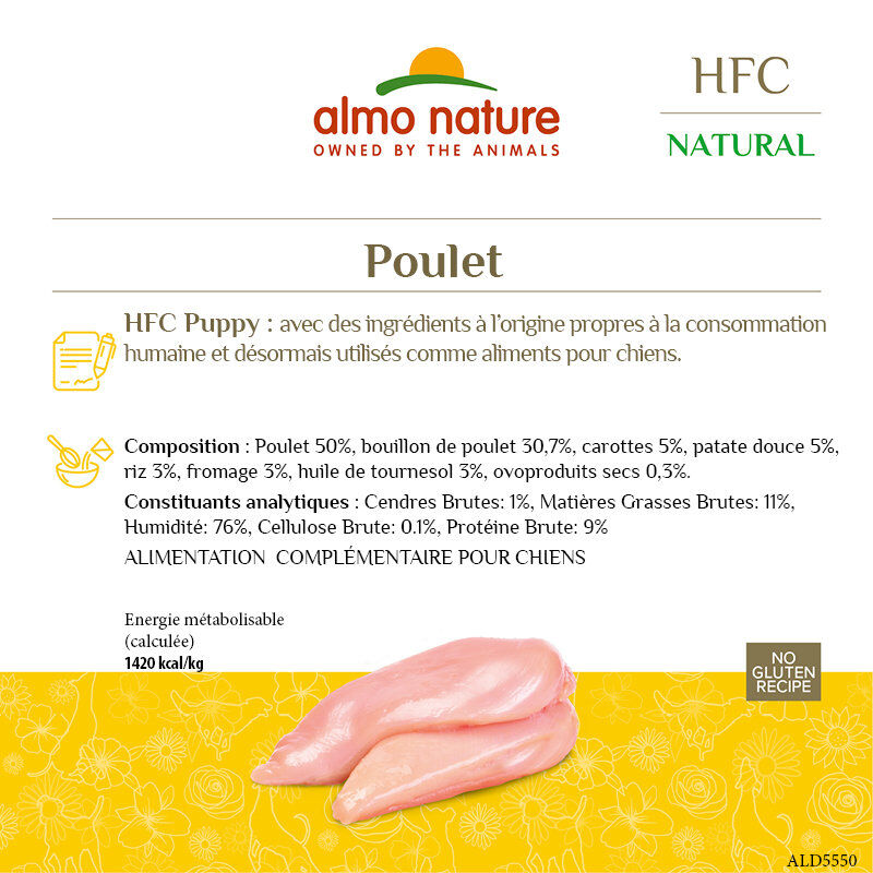 Almo Nature - P&acirc;t&eacute;e en Bo&icirc;te HFC Puppy Poulet pour Chiots - 95g Image num&eacute;ro 2