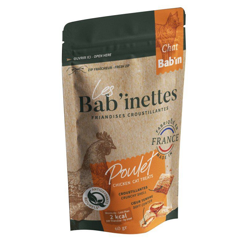 Bab'inettes - Friandises Four&eacute;es au Poulet pour Chats - 60g Image num&eacute;ro 1
