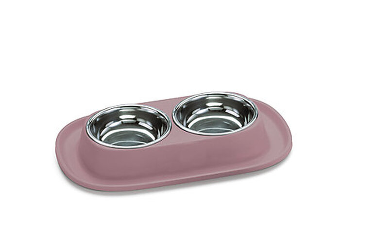 Animalis - Gamelle Double en Inox pour Chat - Rose image number null