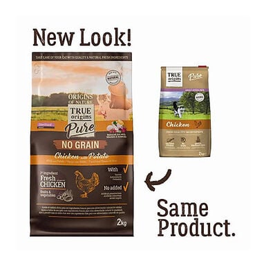 True Origins Pure - Croquettes au Poulet sans Céréales pour Chat Adulte Stérilisé