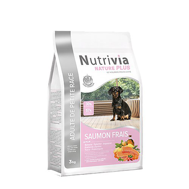 Nutrivia Nature Plus - Croquettes Naturelles au Saumon Frais pour Chien de Petite Race - 3Kg