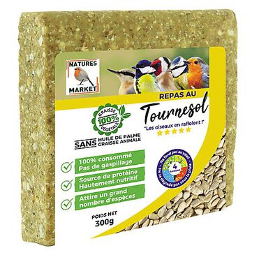 Natures Market - Graisse Végétale aux Tournesols pour Oiseaux des Jardins - 300g