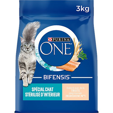 Purina One - Croquettes Stérilisés Bifensis à la Truite pour Chat d'Intérieur - 3Kg