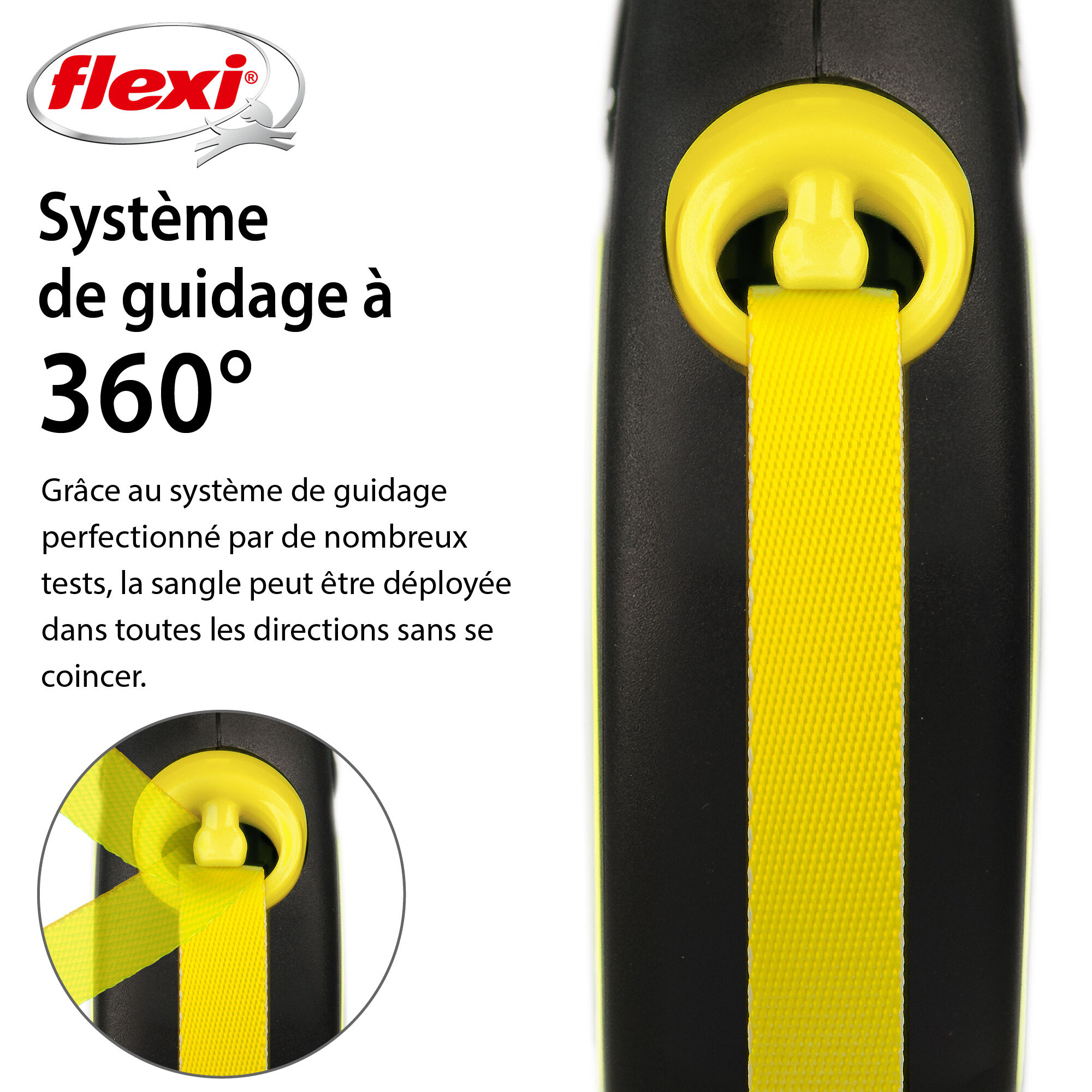 Flexi - Laisse &agrave; Enrouleur New Neon Sangle Noir et Jaune L pour Chiens - 5m Image num&eacute;ro 1