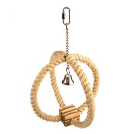 Duvoplus - Corde à Anneaux en sisal avec Cloche pour Oiseaux - 33x22x22cm