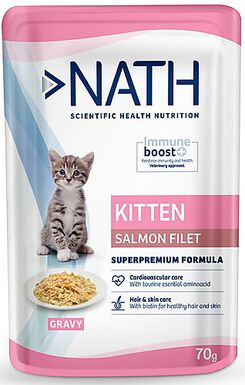Nath - Pâtée en sauce au saumon pour Chatons de 4 à 12 mois - 70g