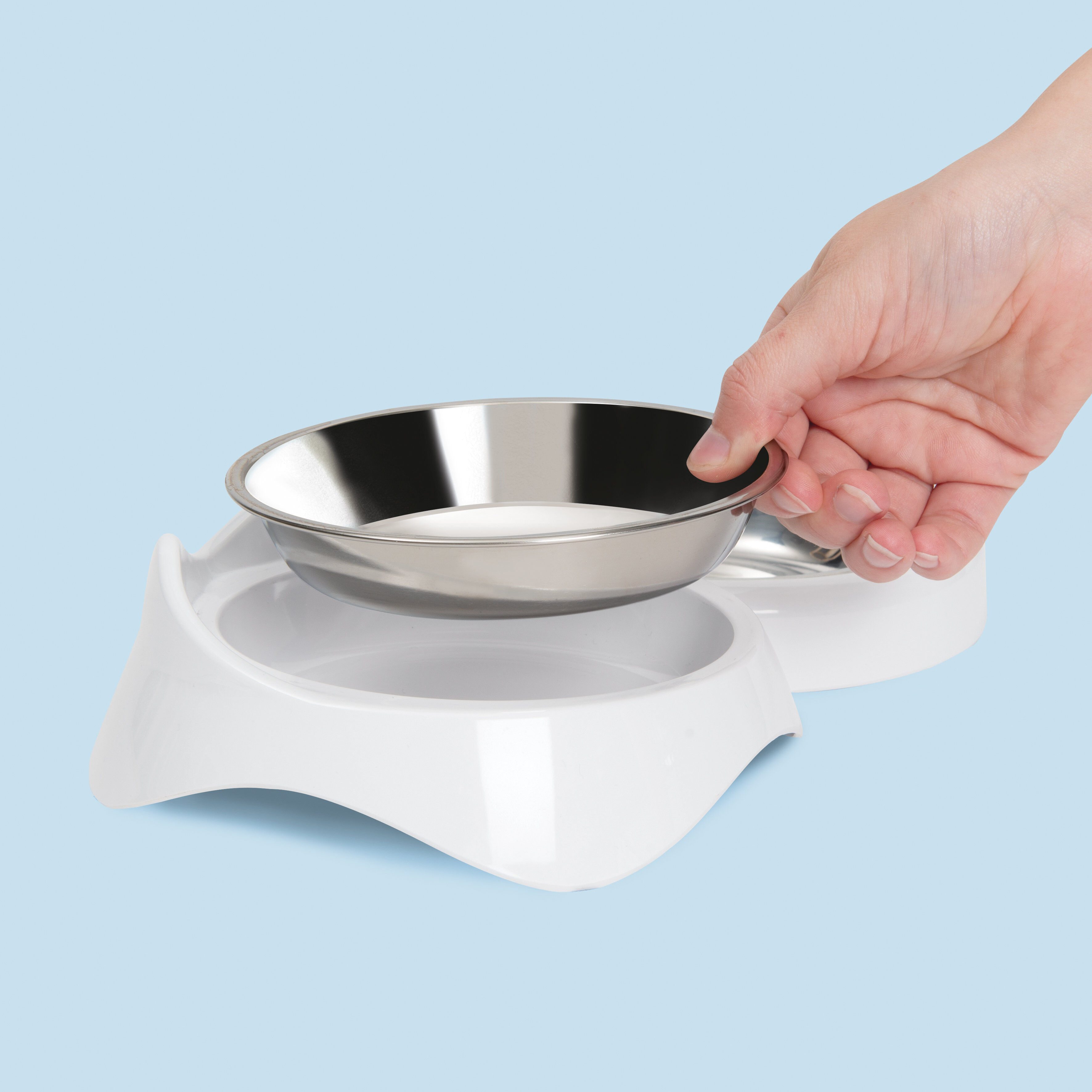 Catit - Bol Double de nourrissage Pixi Blanc pour Chat - 32cm Image num&eacute;ro 3