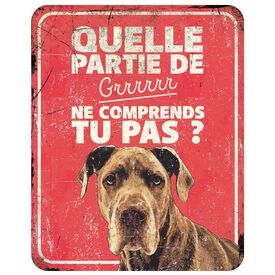 D&D - Panneau d'avertissement danish dog fr - 25x20x03cm rouge