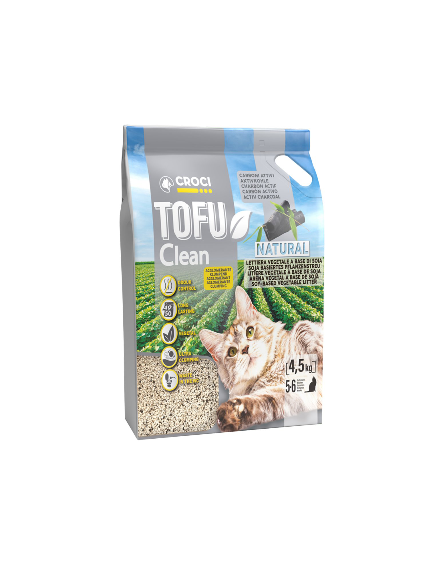 Croci - Liti&egrave;re Tofu Clean Charbon pour Chats - 10L Image num&eacute;ro 1