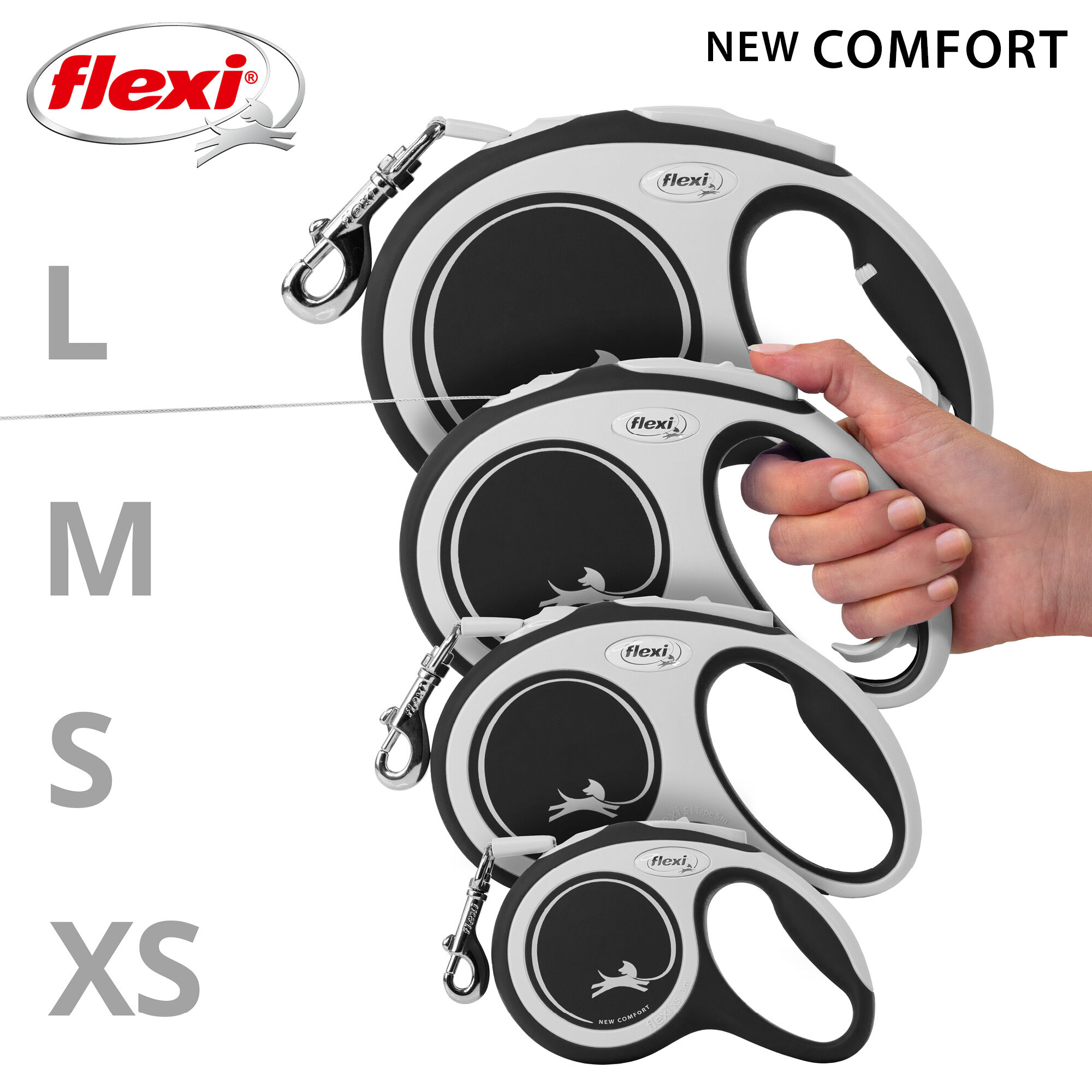 Flexi - Laisse &agrave; Enrouleur Comfort Sangle L pour Chiens - 5m / Noir Image num&eacute;ro 12