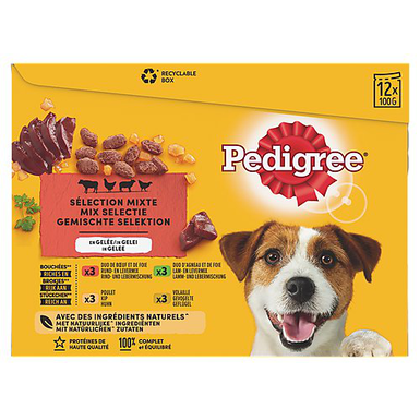 Pedigree - Sachets Fraîcheur Selection Mixte en Gelée pour Chiens - 12x100g