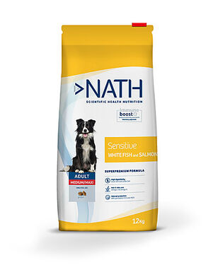 Nath - Croquettes Medium/Maxi Adult Sensitive au Poisson et Saumon pour Chien - 12Kg