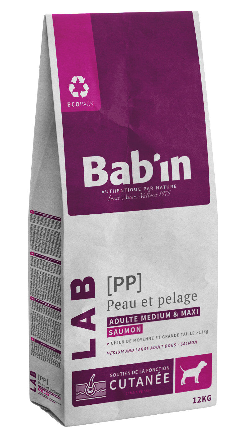 Bab'in - Croquettes V&eacute;t&eacute;rinaires LAB Peau & Pelage pour Chiens Medium & Maxi - 12kg Image num&eacute;ro 1