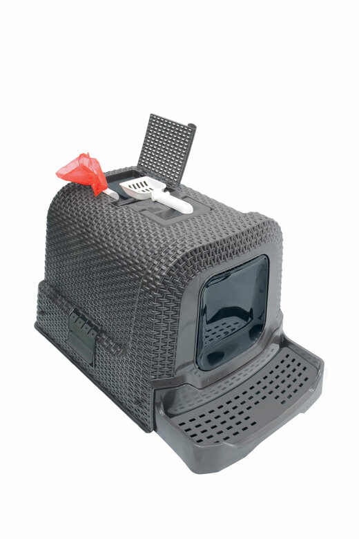 Animalis - Maison de Toilette Style Rotin pour Chat - Gris Image numéro 1 Animalis - Maison de Toilette Style Rotin pour Chat - Gris Image numéro 1