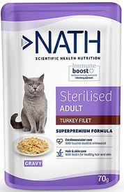 Nath - Pâtée Adult Sterilised en sauce à la dinde pour Chats - 70g
