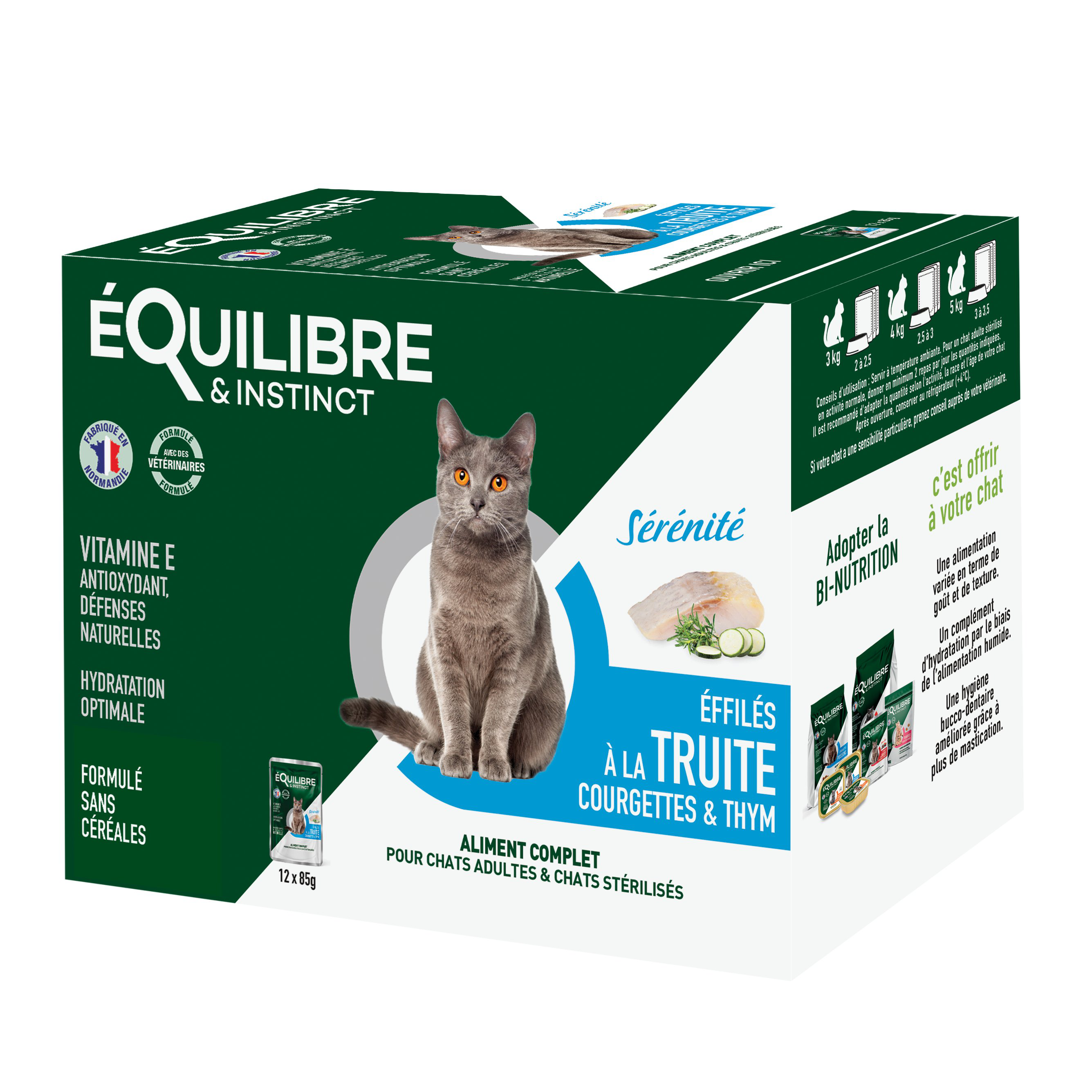 &Eacute;quilibre & Instinct - Sachets Fra&icirc;cheurs S&eacute;r&eacute;nit&eacute; Truite et Courgettes pour Chat - 12x85g Image num&eacute;ro 1