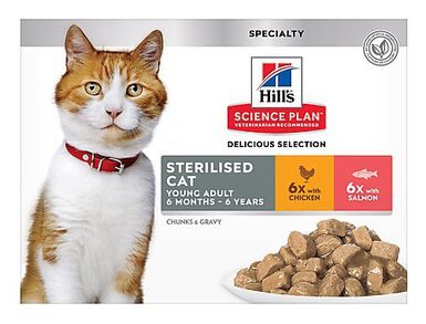 Hill's Science Plan - Sachets Multipack pour Chat Stérilisé - 12x85g