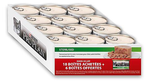 Pro Plan - P&acirc;t&eacute;e Sterilised au Saumon pour Chat - 18x85g + 6 OFFERTES Image num&eacute;ro 1