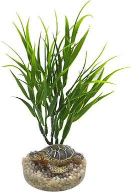 Labeo - Décor tortue avec Plante Artificielle - Aquarium