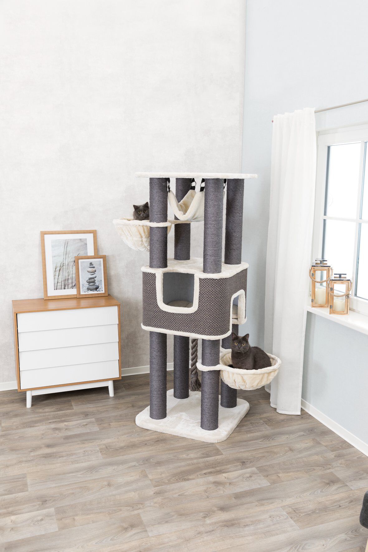 Trixie - Arbre &agrave; Chat XXL Humberto Cr&egrave;me et Gris pour Chat - 174cm Image num&eacute;ro 2