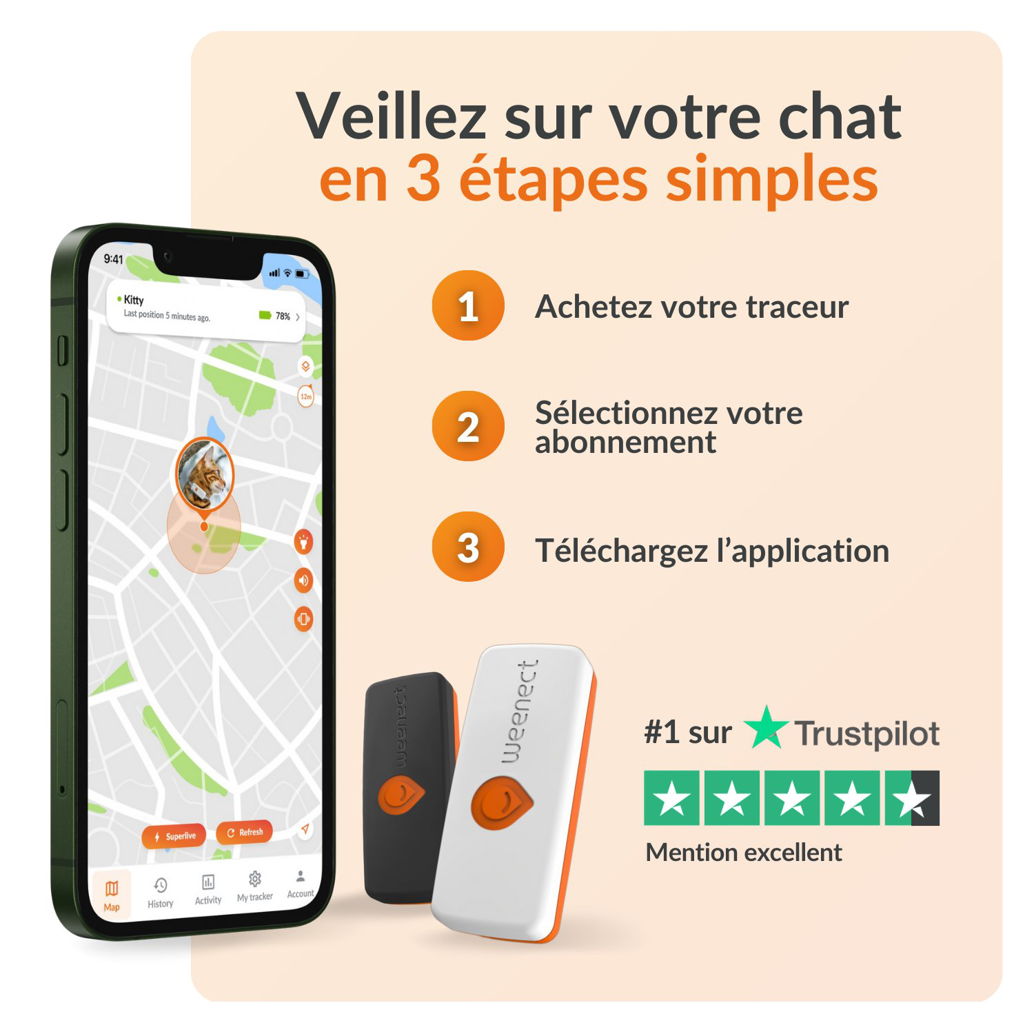 Weenect - Traceur GPS XS Edition 2023 pour Chats - Blanc Image num&eacute;ro 14