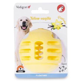 Vadigran - Jouet Balle Friandises Vanille Jaune pour Chiens - 8cm