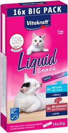 Vitakraft - Friandises Liquid Snack P&acirc;t&eacute; de Foie + Saumon pour Chats - 16x15g