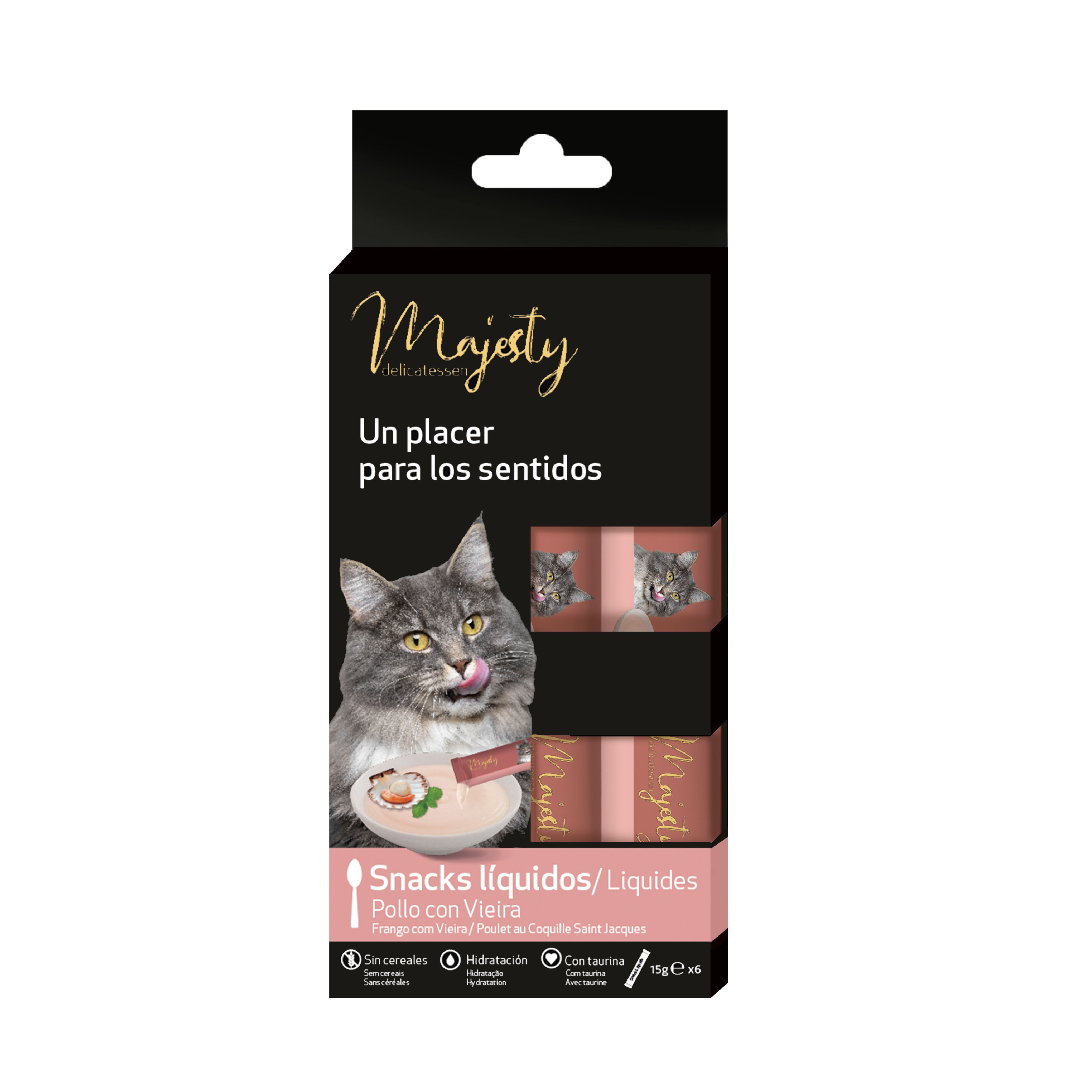 Majesty - Liquid Snack Poulet aux Coquilles Saint Jacques pour Chat - 6x15g Image num&eacute;ro 2