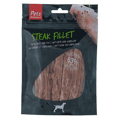 Pets Unlimited - Friandises Steak Fillet au Canard et Cabillaud pour Chien - 100g
