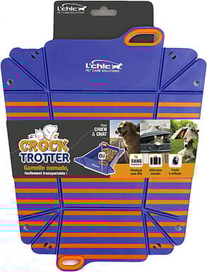 L'Chic - Gamelle Nomade Crock-Trotter pour Chien et Chat - Bleu/Orange