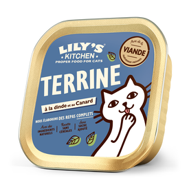 Lily's Kitchen - Terrine Recette sans C&eacute;r&eacute;ales Dinde avec Canard pour Chats Adultes - 85g
