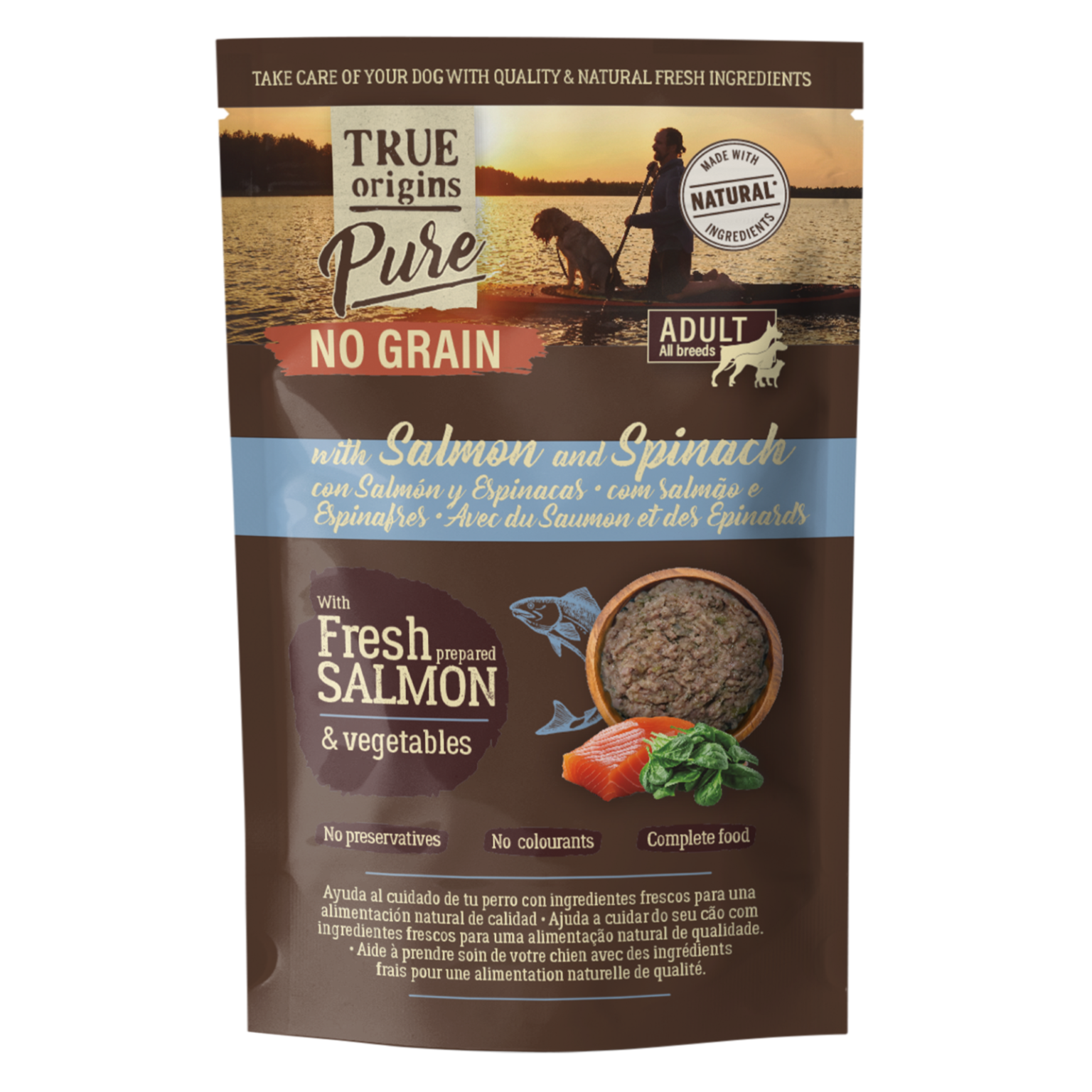 True Origins Pure - P&acirc;t&eacute;e sans C&eacute;r&eacute;ales Mini Saumon & &Eacute;pinards pour Chiens - 150g Image num&eacute;ro 1