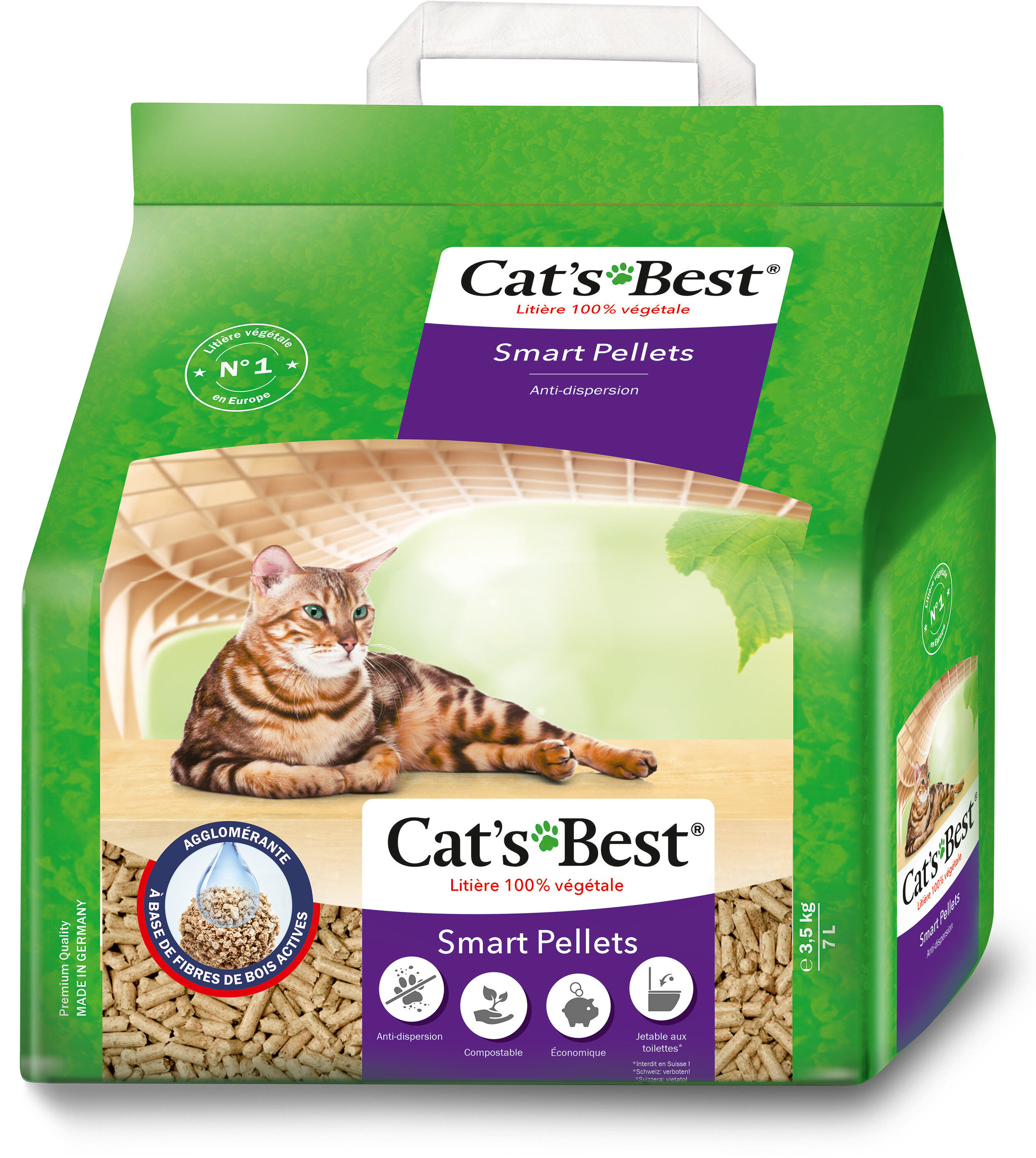Cat's Best - Liti&egrave;re V&eacute;g&eacute;tale Smart Pellets - 7L/3,5Kg Image num&eacute;ro 1