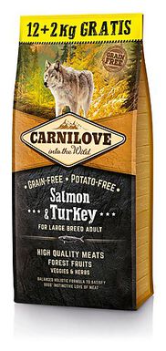 Carnilove - Croquettes Adult Large Breed au Saumon et Dinde pour Chien - 12+2Kg