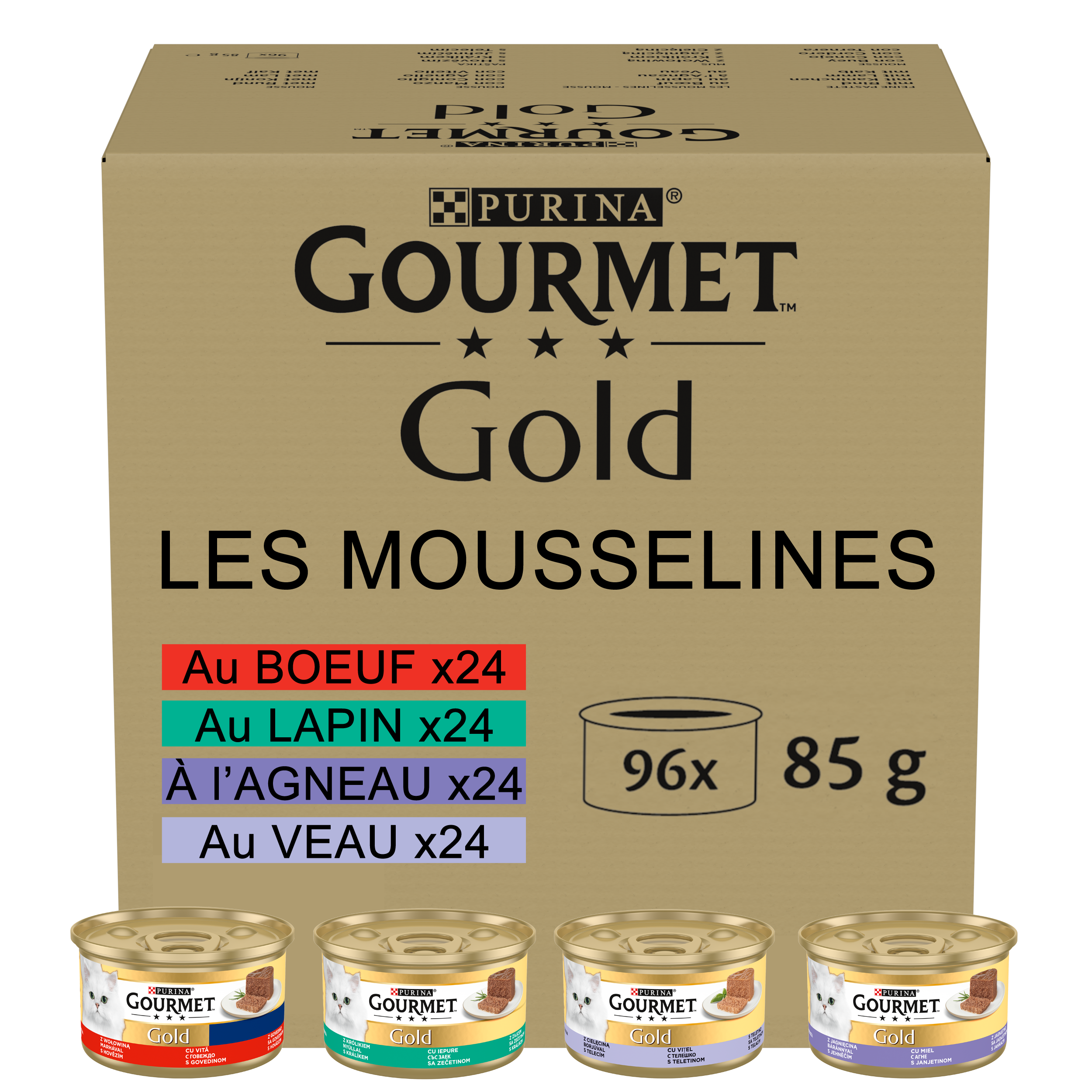 Gourmet - Bo&icirc;tes GOLD Les Mousselines pour Chats Adultes - 96x85g Image num&eacute;ro 1