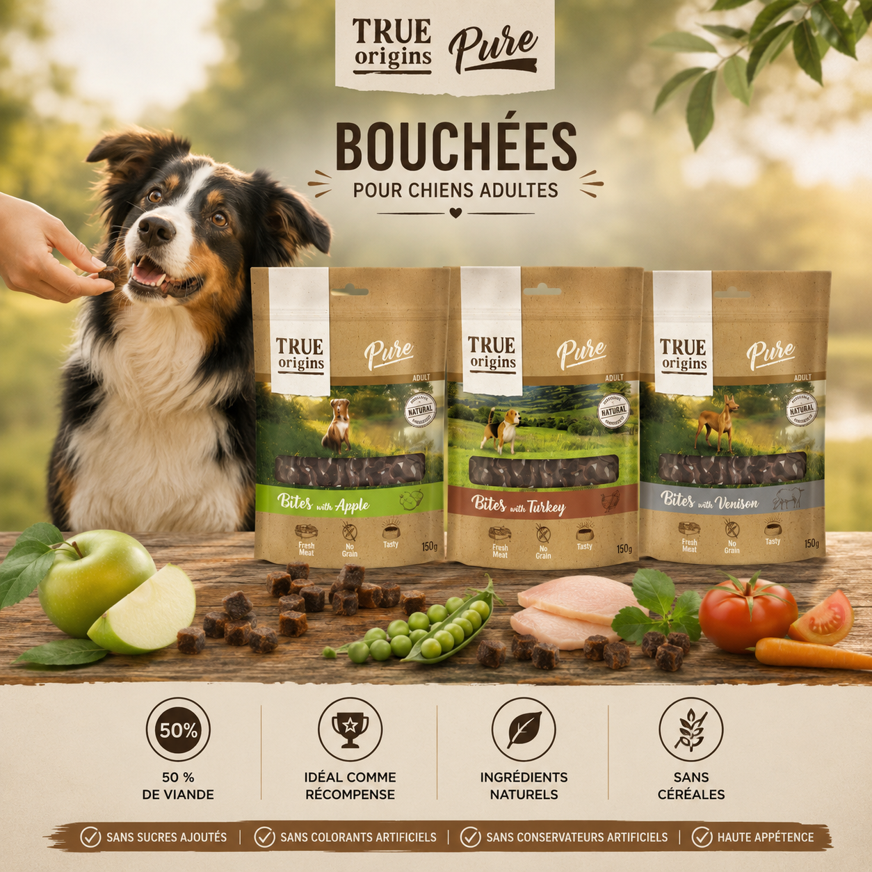 True Origins Pure - Bouch&eacute;es au Porc Ib&eacute;rique pour Chiens - 150g Image num&eacute;ro 2